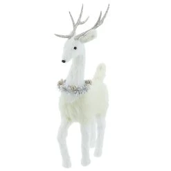 Promo 💯 20.5" White Standing Deer with Tinsel Wreath Tabletop Figure by Ashland® ✔️