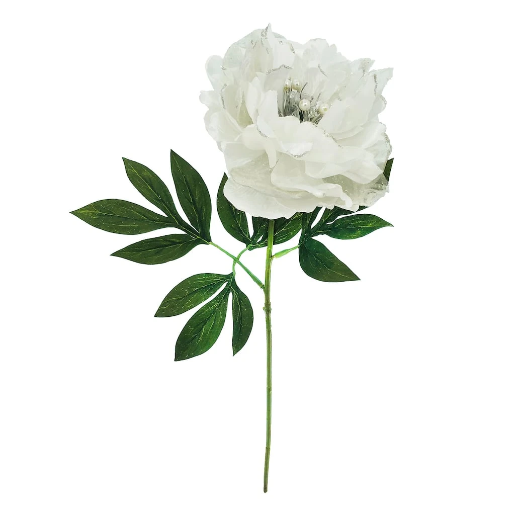 Outlet 🤩 Glittery Silver & White Peony Stem by Ashland® 🔥 3 Outlet 🤩 Glittery Silver & White Peony Stem by Ashland® 🔥