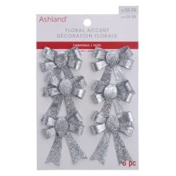 Buy 🧨 Silver Glitter Bows, 6ct. by Ashland® Christmas 😍