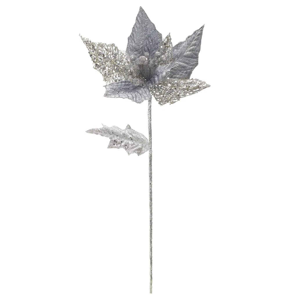 Budget ✨ Silver Jewel Poinsettia Stem by Ashland® 🎁 3 Budget ✨ Silver Jewel Poinsettia Stem by Ashland® 🎁