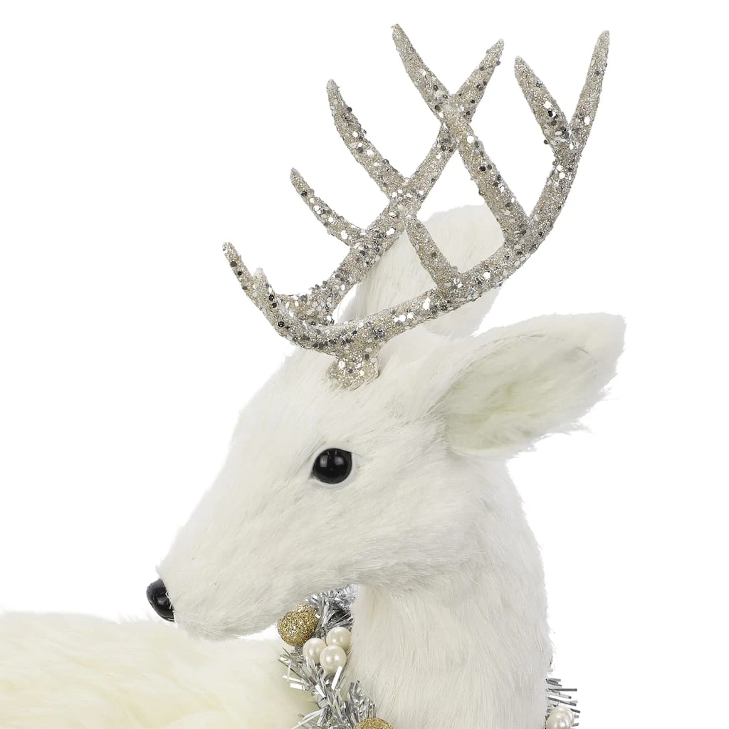 Flash Sale ⌛ 16" White Sitting Deer with Tinsel Wreath Tabletop Figure by Ashland® 👏 5 Flash Sale ⌛ 16" White Sitting Deer with Tinsel Wreath Tabletop Figure by Ashland® 👏 - Image 3