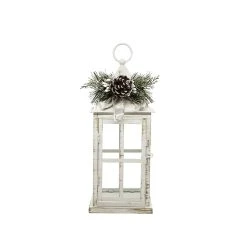 Outlet 🔥 12" White Lantern with Frosted Pine Sprig by Ashland® ⌛