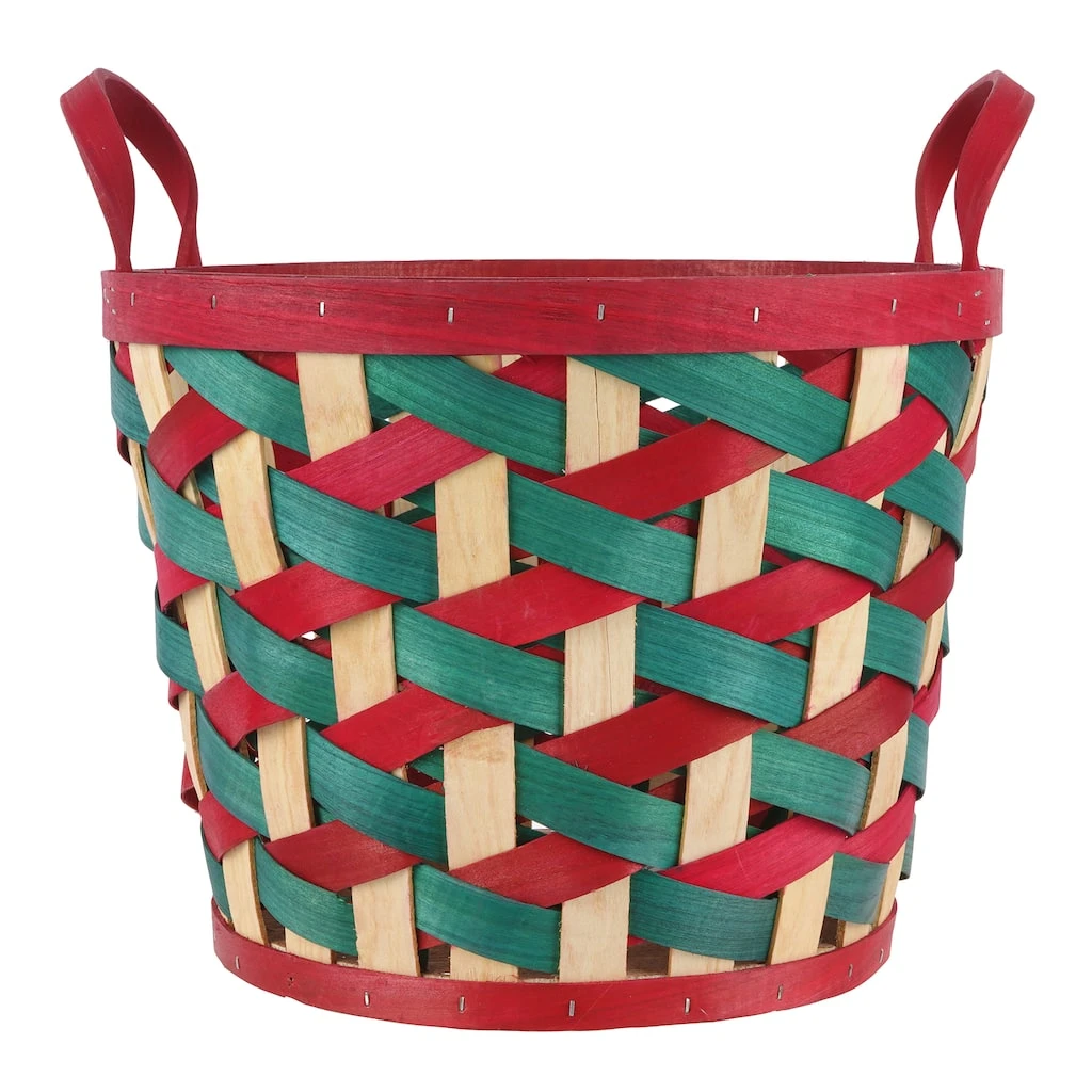 Promo 👍 11.5" Large Red and Green Woven Wood Chip Basket by Ashland® ✨ 3 Promo 👍 11.5" Large Red and Green Woven Wood Chip Basket by Ashland® ✨