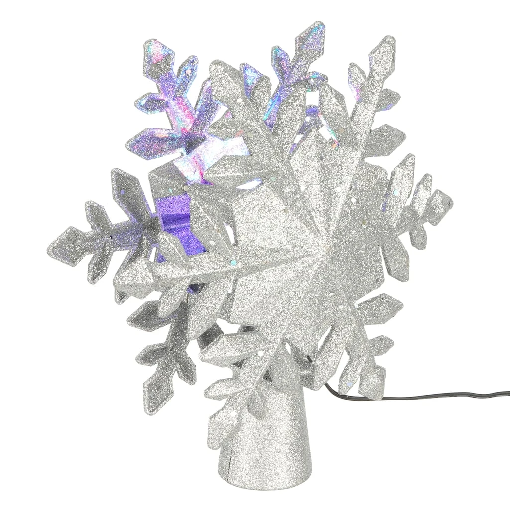 Discount ๐ 9" Silver Glitter Snowflake Multicolor Light Projector Tree Topper by Ashland® ๐งจ 4 Discount ๐ 9" Silver Glitter Snowflake Multicolor Light Projector Tree Topper by Ashland® ๐งจ - Image 2