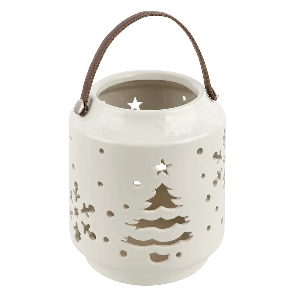 Discount β 7" White π― Christmas Tree & Snowflake Ceramic Tealight Lantern by Ashland® β 4 Discount β 7" White π― Christmas Tree & Snowflake Ceramic Tealight Lantern by Ashland® β - Image 2