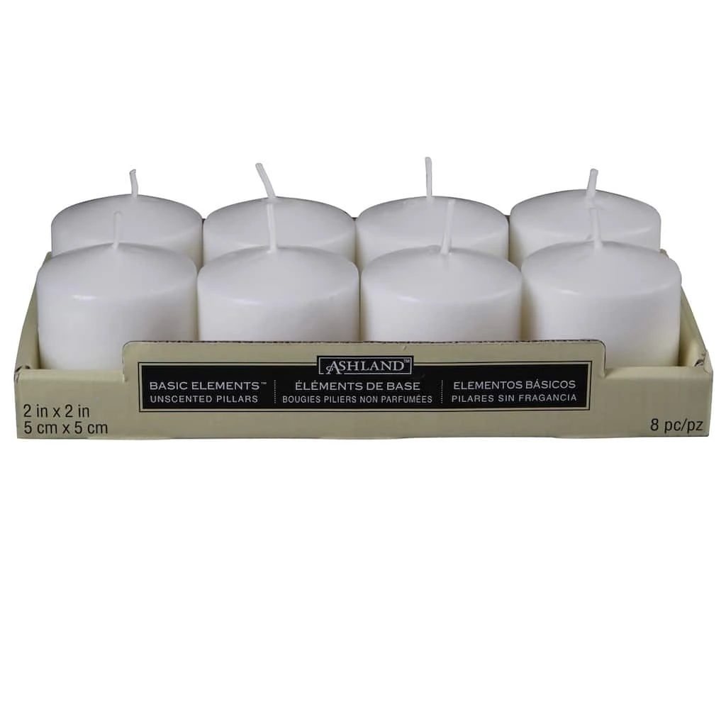 Buy ⭐ 12 Packs: 8 ct. (96 total) Basic Elements™ White Pillar Candles Value Pack by Ashland® 😀 3 Buy ⭐ 12 Packs: 8 ct. (96 total) Basic Elements™ White Pillar Candles Value Pack by Ashland® 😀