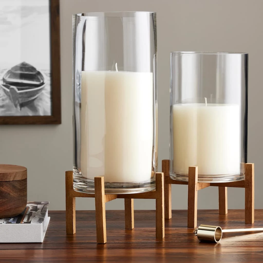 Wholesale ⭐ 6 Pack: 9" Glass Candle Holder with Wood Base by Ashland® 😍 4 Wholesale ⭐ 6 Pack: 9" Glass Candle Holder with Wood Base by Ashland® 😍 - Image 2